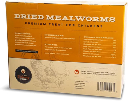 Fluker's Culinary Coop Premium Chicken Treats, High Protein Dried Mealworms, Nutritious Snacks for Chickens, Birds, and Reptiles,10 lbs Box Flukers