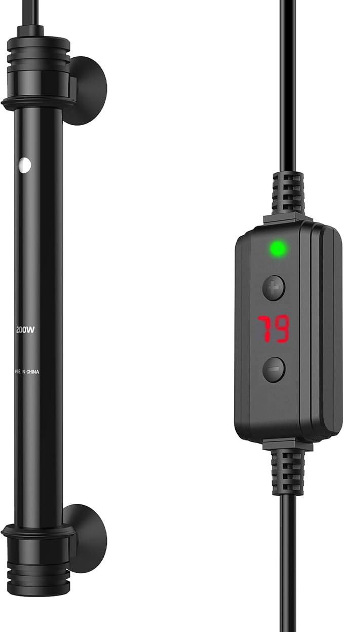 NICREW Aquarium Heater 200W, Temperature Adjustable Fish Tank Heater with Controller for 30-50 Gallon, Overheat Protection NICREW
