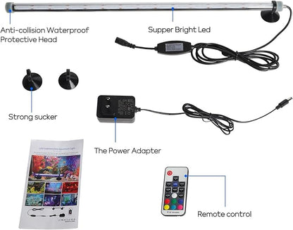 Freshwater Saltwater Fish Tank Light: Submersible Bright Aquarium Lighting Full Spectrum - Adjustable Brightness Colors Change Underwater Led Strip with Remote and Suction Cup for Aquarium Fish Tank SZMINILED