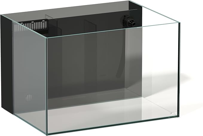 Landen 60P 26.23 Gallon Ultra Clear All Glass Rimless Low Iron Aquarium Tank with Rear Filtration Chamber for Salt and Fresh (Return Pump Included) 23.6Wx17.7Dx15.8H in(60x45x40cm) 8mm Thickness Landen