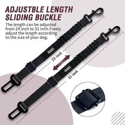 COOYOO Dog Seat Belt,3 Piece Set Retractable Dog Car Adjustable Seatbelts for Vehicle Nylon Pet Safety Heavy Duty & Elastic & Durable Car Harness for Dogs - PAWPICO