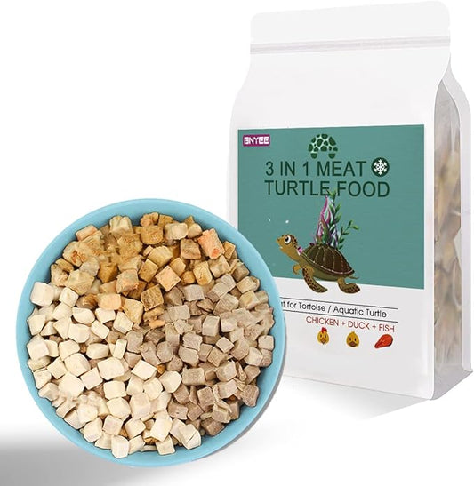 3 in 1 Meat Turtle Food - Chicken & Duck & Fish Meat Natural Freeze Dried Human-Grade Turtle Treats (8 OZ) BNYEE