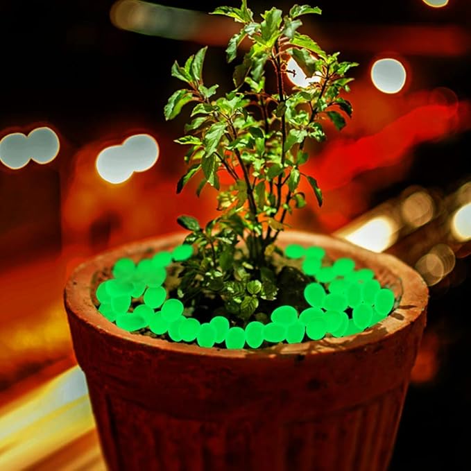 Oubest Glow in The Dark Rocks Glow Pebbles Decor for Garden/Fish Tank/Aquarium/Walkway/Driveway/Plant Pots/Bonsai (100, Green) Outbest
