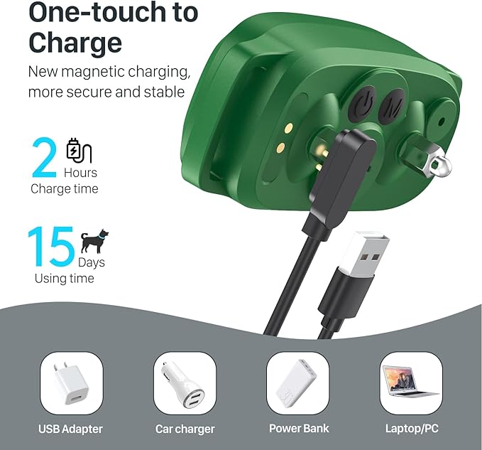 Bark Collar, Rechargeable Dog Bark Collar with 5 Adjustable Sensitivity and Intensity Beep Vibration, Anti Barking Collar for Small Medium Large Breed Dogs (Green) FAFAFROG