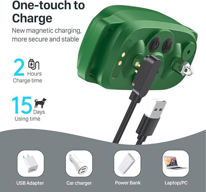 Bark Collar, Rechargeable Dog Bark Collar with 5 Adjustable Sensitivity and Intensity Beep Vibration, Anti Barking Collar for Small Medium Large Breed Dogs (Green) FAFAFROG