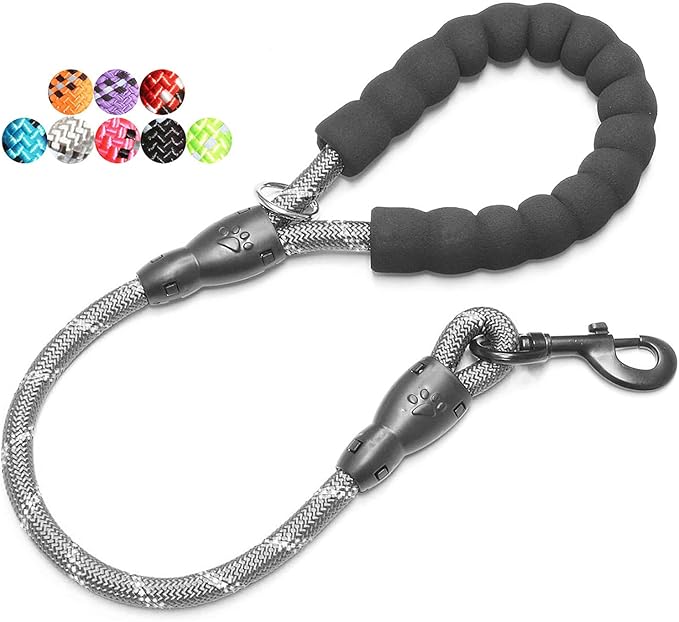 BAAPET 2/4/5/6 FT Dog Leash with Comfortable Padded Handle and Highly Reflective Threads for Small Medium and Large Dogs (2FT-1/2'', Grey) BAAPET