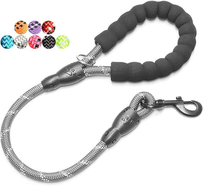 BAAPET 2/4/5/6 FT Dog Leash with Comfortable Padded Handle and Highly Reflective Threads for Small Medium and Large Dogs (2FT-1/2'', Grey) BAAPET