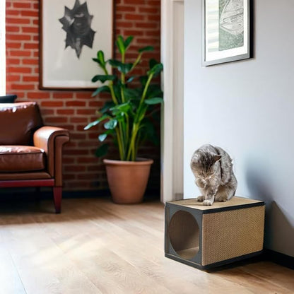 Cat Scratcher Tunnel, cardboard cat house, scratching post for Indoor cats, 360 degree comfort, durable design, odor-free, easy assembly, perfect for playful kittens and adult cats, blackwood - PAWPICO