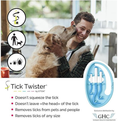 Tick Remover for Dogs and Human - Made in France - Tick Puller for Humans and Dogs - 3 Different Sizes - Dog Tick Removal Tool - Also for All Other Pets - Tick Nipper in Tick+Twister
