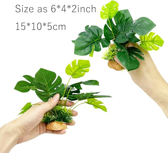 Smoothedo-Pets Aquarium Plants Fish Tank Decorations 6inch Plastic Artificial Plant Goldfish Waterscape Betta Fish Hides/Rest(Rainforest Leaf-Monstera) EnvironmentFriendlyArtificialPlasticPlantAquariumDecoration