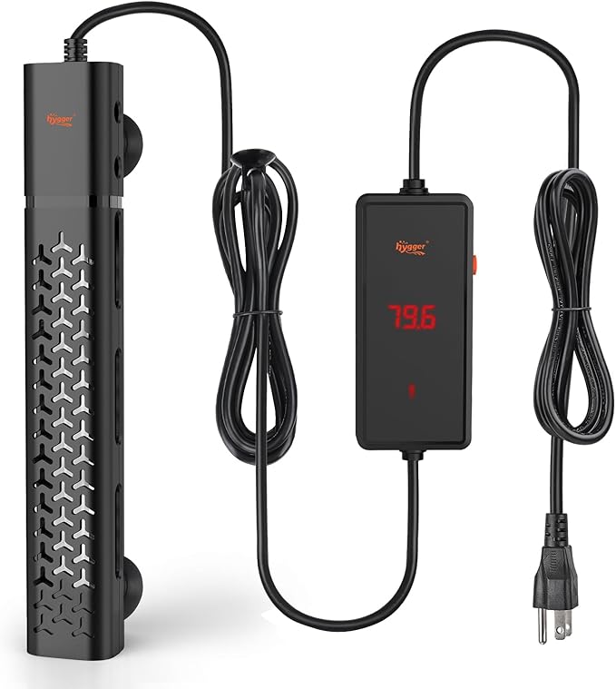 hygger 500w Aquarium Heater, Submersible Fish Tank Heater with Digital LED Controller and Intelligent Leaving Water Automatically Stop Heating System,for 75-130 Gallon Tanks hygger