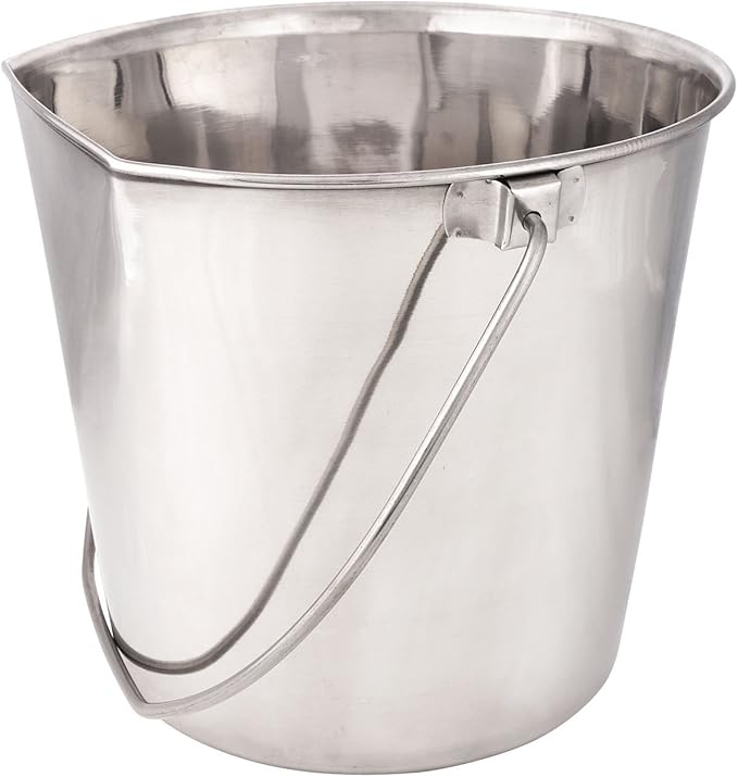 Pro Select Stainless Steel Pet Pail, 1-Quart Size – Heavy Duty Flat Sided Pail Great for Providing Water in Pet Kennels PetEdge