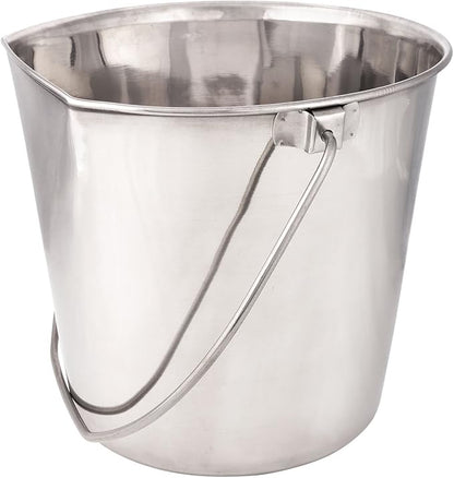 ProSelect Stainless Steel Flat Sided Pails — Durable Pails for Fences, Cages, Crates, or Kennels - 6", 2-Quart PetEdge