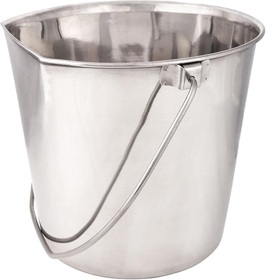 ProSelect Stainless Steel Flat Sided Pails — Durable Pails for Fences, Cages, Crates, or Kennels - 8", 4-Quart PetEdge