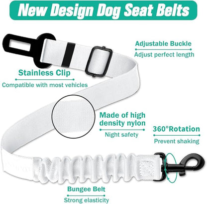 COOYOO Dog Seat Belt,3 Piece Set Retractable Dog Car Harness Adjustable Dog Seat Belt for Vehicle Nylon Pet Safety Seat Belts Heavy Duty & Elastic - PAWPICO