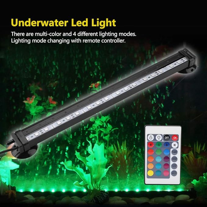 TOPINCN LED Aquarium Light Fish Tank Bubble Light Underwater Led Light with Remote Control + Manual Color Change - Highlight Colorful Aquarium Light Kit(US Plug)(31cm) TOPINCN