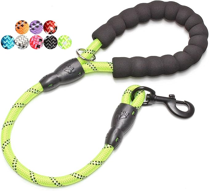BAAPET 2/4/5/6 FT Dog Leash with Comfortable Padded Handle and Highly Reflective Threads for Small Medium and Large Dogs (2FT-1/2'', Green) BAAPET