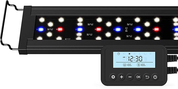 NICREW SkyLED Plus Aquarium Plant Light, Freshwater Fish Tank Light with Ramp Up and Dim Down, Spectrum Adjustable and Lighting Schedule Programmable with Controller, 12-18 Inches, 11 Watts NICREW