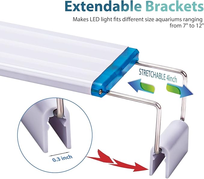 LED Aquarium Light Full Spectrum Fish Tank Lights 7" 8" 10" 12" 8W Multi-Color Freshwater Saltwater Plant Lamp White Blue Red LEDs Oltraman