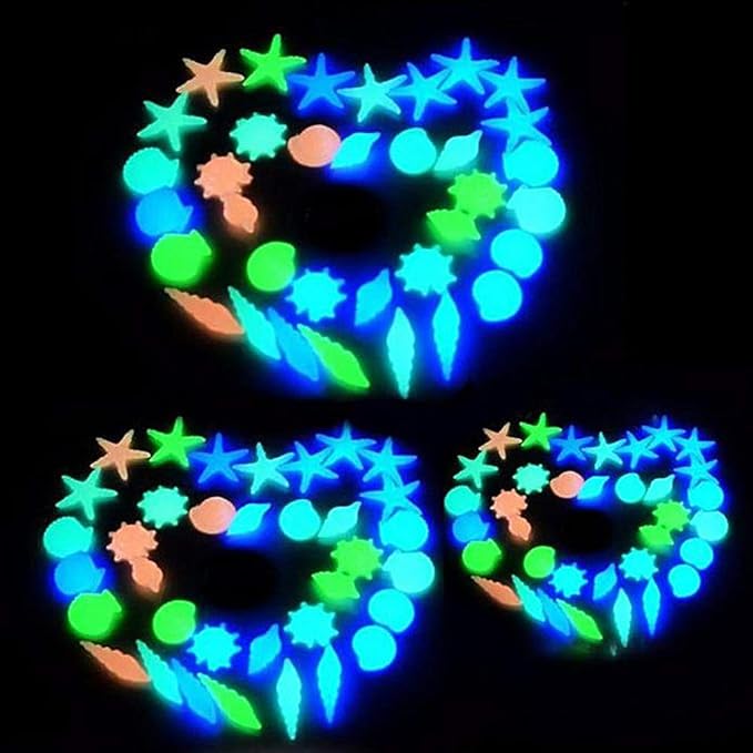 Oubest Glow in The Dark Pebbles/Glow Stones/Glowing Rocks Blue Decor for Garden/Fish Tank/Aquarium/Walkway/Driveway/Plant Pots/Bonsai (100, Starfish) Outbest