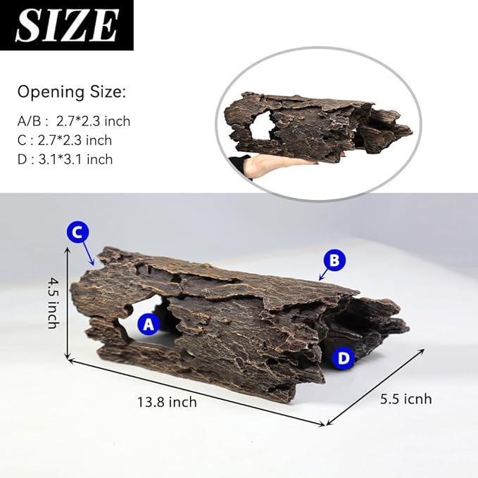 Fish Tank Decorations - Large Aquarium Decorations Air Bubbler Tree Fish House for Betta Hideout Caves Buddha Decor Temple Ruins Arched Betta Fish Accessories Reptile House Shelter Decor (Wood A-L) PTFJZ