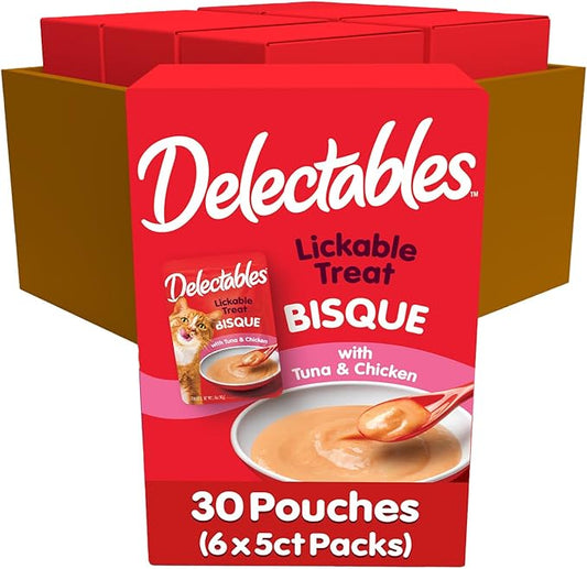 Hartz Delectables Bisque Lickable Cat Treats, Tuna & Chicken, 30 Count Hartz