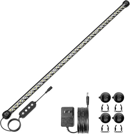 Led Aquarium Light with Timer, Submersible Aquarium Plant Light, Fish Tank Light with Auto On/Off, 3 Lighting Modes, Adjustable Brightness (26.8 in for 28-52inch Planted Tank), 14W SEAOURA