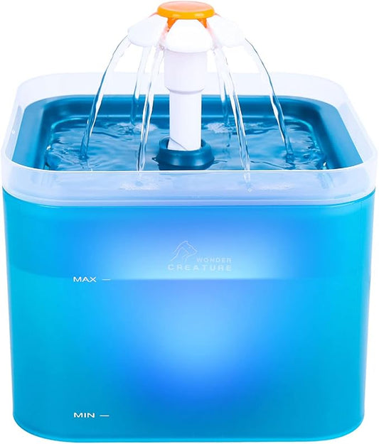 Cat Water Fountain, 67oz/2L Automatic Cat Drinking Fountain, Pet Water Fountain with LED Light and Filter for Cats and Small Dogs (Green) - PAWPICO