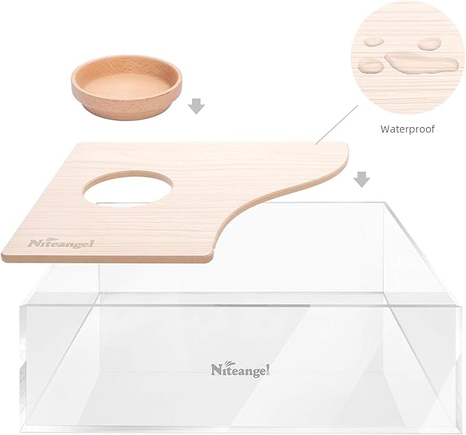 Niteangel Animal Sand-Bath Box: - Acrylic Critter's Sand Bath Shower Room & Digging Sand Container for Hamsters Mice Lemming Gerbils or Other Small Pets (Rectangle, Burlywood) Niteangel