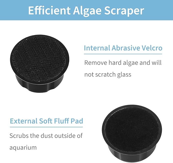 Pawfly Aquarium Magnetic Brush for Glass Fish Tanks 1.5 Inch Stain Scrubber Pads Cleaning Tool for 3/5 Inch Thick Fresh & Marine Aquariums up to 10 Gallons (Not for Acrylic & Plastic Tanks) Pawfly