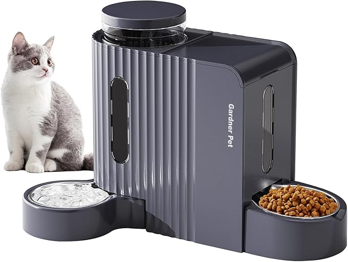 Gardner Pet Automatic Gravity Cat Food Feeder and Water Dispenser Stainless Steel Two-in-One Set Large Capacity Dispenser for Medium, Large Dogs, Puppies, Kittens, Rabbits-(1.6 Gallons x 2) - PAWPICO