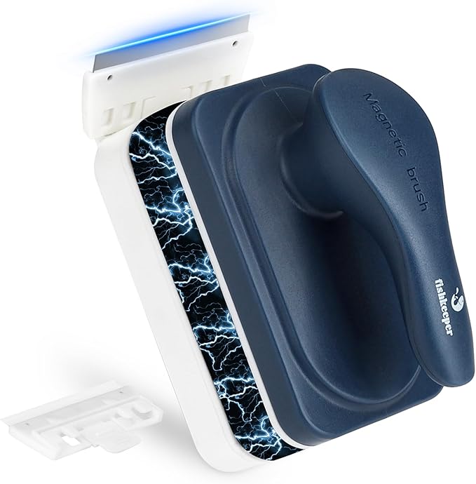 Aquarium Strong Magnetic Glass Cleaner Brush, Fish Tank Algae Magnet Cleaning Tool with 2 Detachable Scrapers, Mag Float Scrubber for 0.2 Inch Glass and Acrylic Tanks fishkeeper