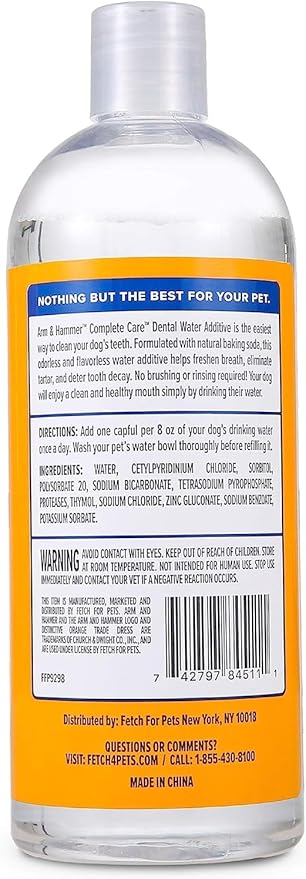 Arm & Hammer Complete Care Fresh Dental Water Additive for Dogs, 16 Fl Oz - 3 Pack - Flavorless Dog Water Additive, Dog Mouth Wash, Dog Dental Rinse, PetWater Additive, Pets Dental Care for Bad Breath ARMHAMMER