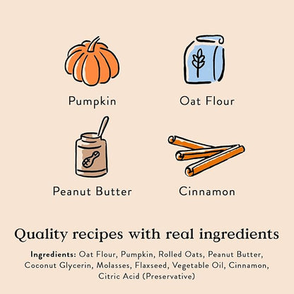 Bocce’s Bakery Pumpk'n Spice Treats for Dogs, Wheat-Free Everyday Dog Treats, Made with Real Ingredients, Baked in The USA, All-Natural Soft & Chewy Cookies, Pumpkin, Peanut Butter, & Cinnamon, 6 oz - PAWPICO