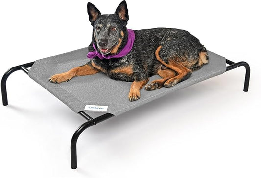 COOLAROO The Original Cooling Elevated Dog Bed, Indoor and Outdoor, Medium, Grey - PAWPICO