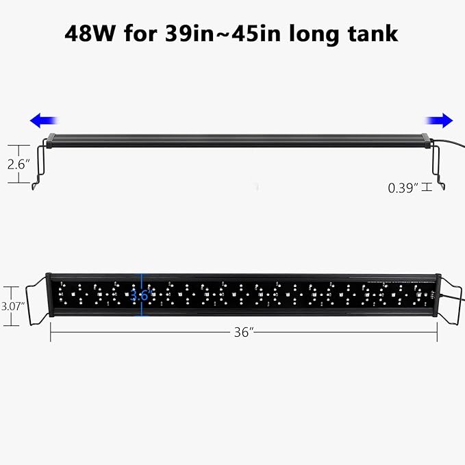 hygger New Mode 24/7 Timer LED Aquarium Light, Auto On Off Full Spectrum Fish Tank Light Fish Colorful/Sun/Nightlight/Wrgb Cycle Mode for Freshwater Plants Tank (for 39in~45in Long Tank) hygger