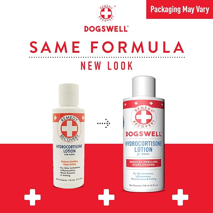 DOGSWELL Remedy + Recovery 0.5% Hydrocortisone Lotion for Dogs, 4 oz. (Packaging May Vary) Dogswell