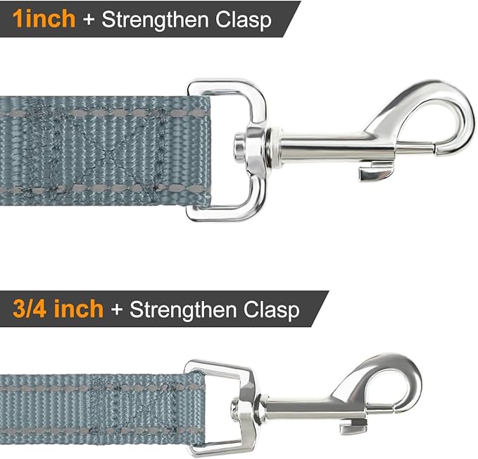 Joytale Double-Sided Reflective Dog Leash, 6 FT/5 FT/4 FT, Padded Handle Nylon Heavy Duty Leashes for Small & Medium Dogs Walking, Gray, 5FT Joytale