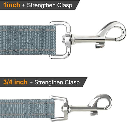 Joytale Double-Sided Reflective Dog Leash, 6 FT/5 FT/4 FT, Padded Handle Nylon Heavy Duty Leashes for Small & Medium Dogs Walking, Gray, 5FT Joytale