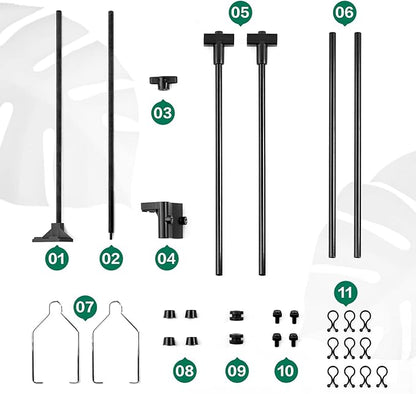 BETAZOOER Reptile Dual Lamp Stand Metal Adjustable Heating Lamp Holder Light Fixture Retractable Ideal for Reptile Glass Terrarium Amphibians/Terrestrial Invertebrates Vivarium BETAZOOER