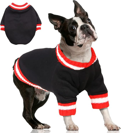 FUAMEY Dog Pullover Sweatshirt，Dog Winter Sweaters Warm Dog Clothes Dog Vest Thick Puppy Pullover Soft Pet Fleece Sweater Cute Doggie Boy Girl Outfit for Small Medium Dogs Black M - PAWPICO