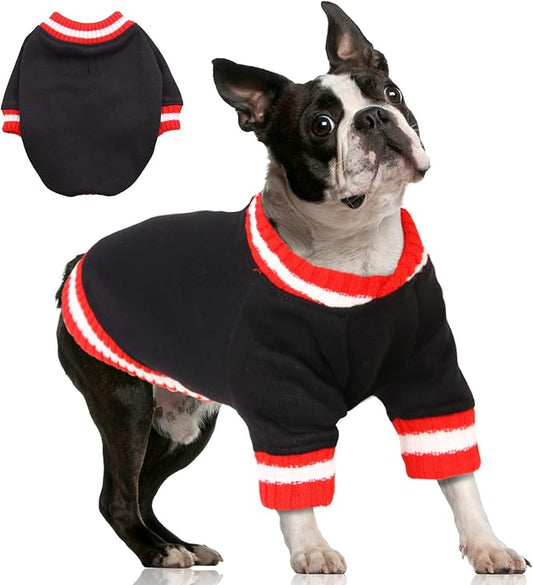 FUAMEY Dog Pullover Sweatshirt，Dog Winter Sweaters Warm Dog Clothes Dog Vest Thick Puppy Pullover Soft Pet Fleece Sweater Cute Doggie Boy Girl Outfit for Small Medium Dogs Black M - PAWPICO