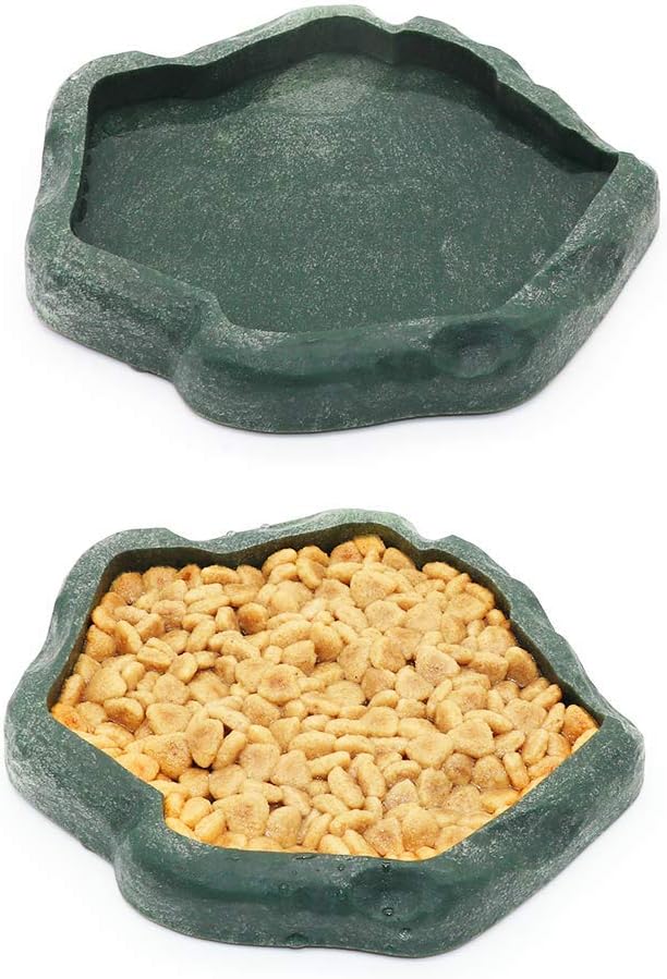 SLSON Reptile Feeder Terraium Bowl Plastic Shallow Reptile Feeder for Food and Water Feeding Dish for Lizard Gecko Bearded Dragon SLSON
