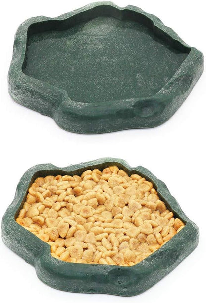 SLSON Reptile Feeder Terraium Bowl Plastic Shallow Reptile Feeder for Food and Water Feeding Dish for Lizard Gecko Bearded Dragon SLSON