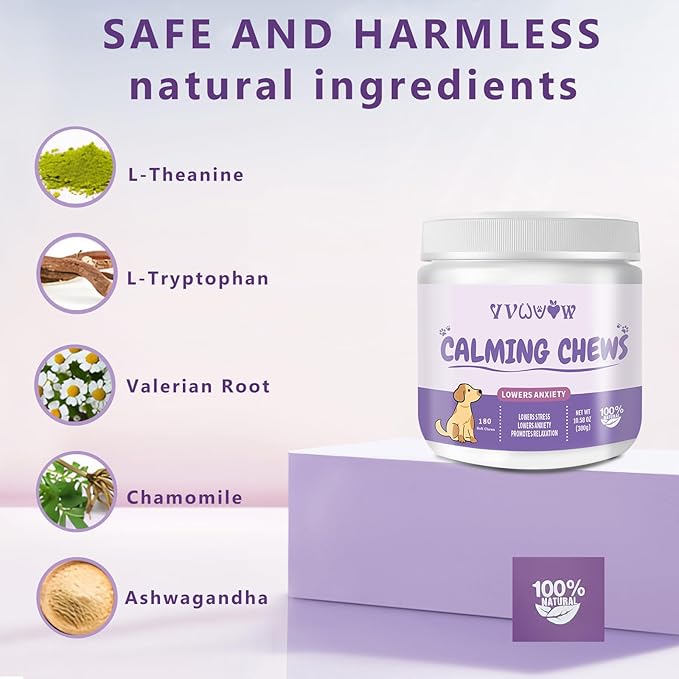 Dog Calming Chews with Melatonin - 180PCS Anxiety Relief Treats for Dogs, Calming Chews for Dogs, Promote Relaxation, Reduce Stress, Sleep Aid for Dogs,Natural Ingredients Calming Treats for Dogs VVWVVW