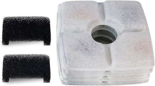Elliptical Cat Water Fountain Filter, 6 Filters Pack for Stainless Steel Top Elliptical Pet Fountain, 4 Carbon Filters and 2 Sponge Filters - PAWPICO