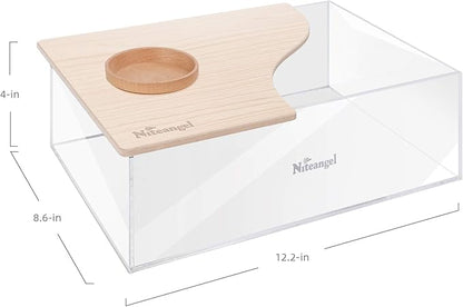 Niteangel Animal Sand-Bath Box: - Acrylic Critter's Sand Bath Shower Room & Digging Sand Container for Hamsters Mice Lemming Gerbils or Other Small Pets (Rectangle, Burlywood) Niteangel