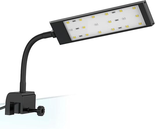 NICREW Fish Tank Clip on Light, Clamp Aquarium Light with White and Blue LEDs, 320LM, 7 Watts NICREW