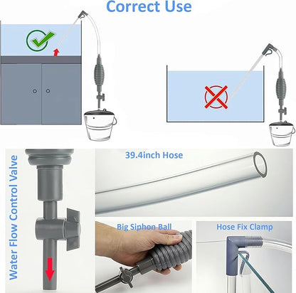 Aquarium Siphon Vacuum Cleaner Kit, Fish Tank Vacuum Gravel Cleaner, Fish Tank Cleaner for Water Changing, Gravel, Sand & Algae Cleaning Yzufyys