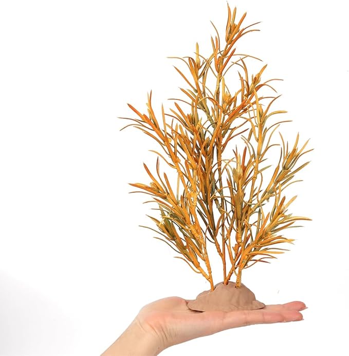 Reptile Plants for Terrarium, Ball Python Tank Decor Accessories fit Bearded Dragon Crested Leopard Gecko Lizard Chameleon Snake - Fake Yellow Rosemary WOLEDOE